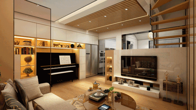 這樣的電視背景墻，直接當隔斷用！